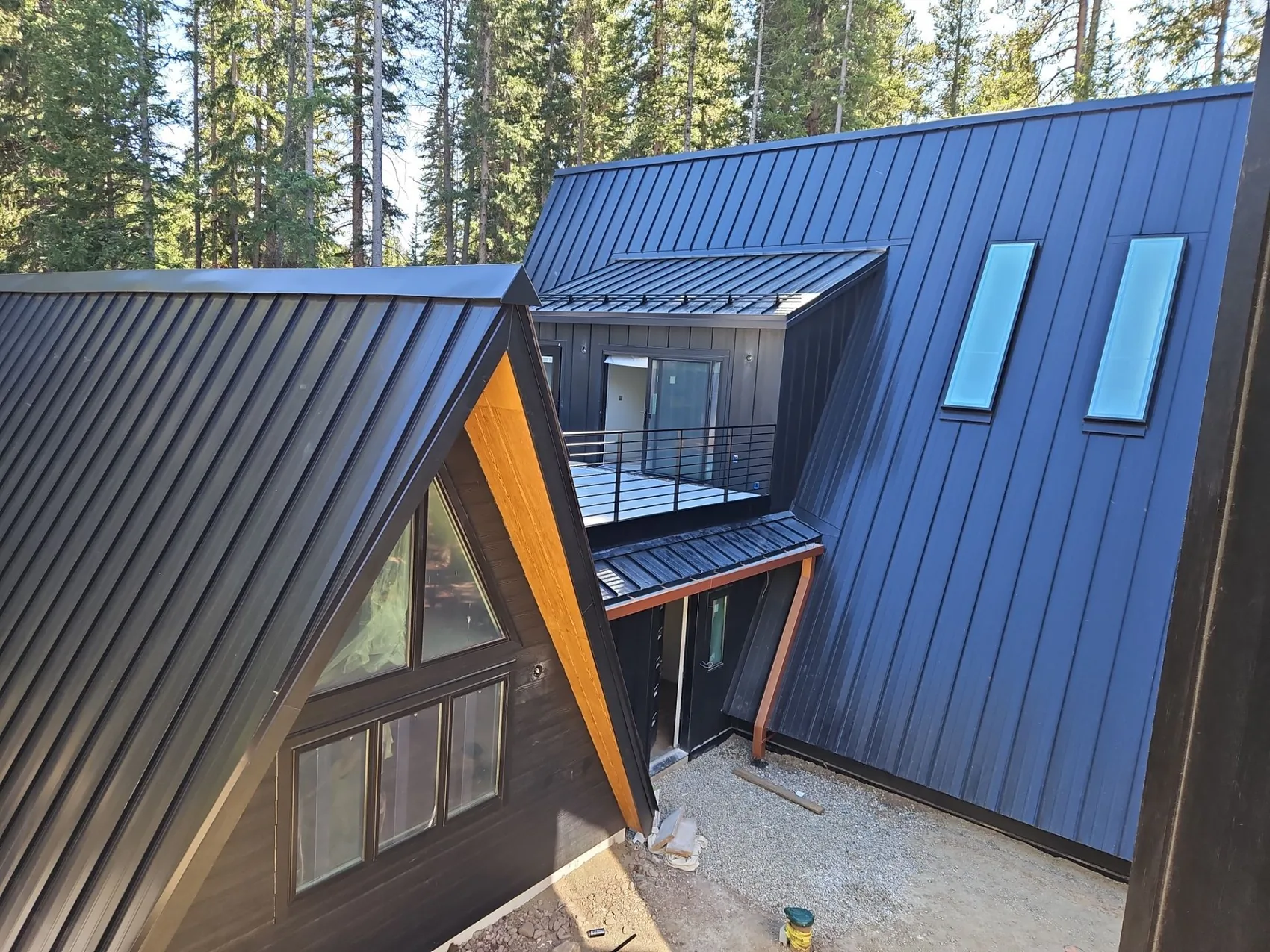 Finished standing-seam metal roof on a Colorado mountain home