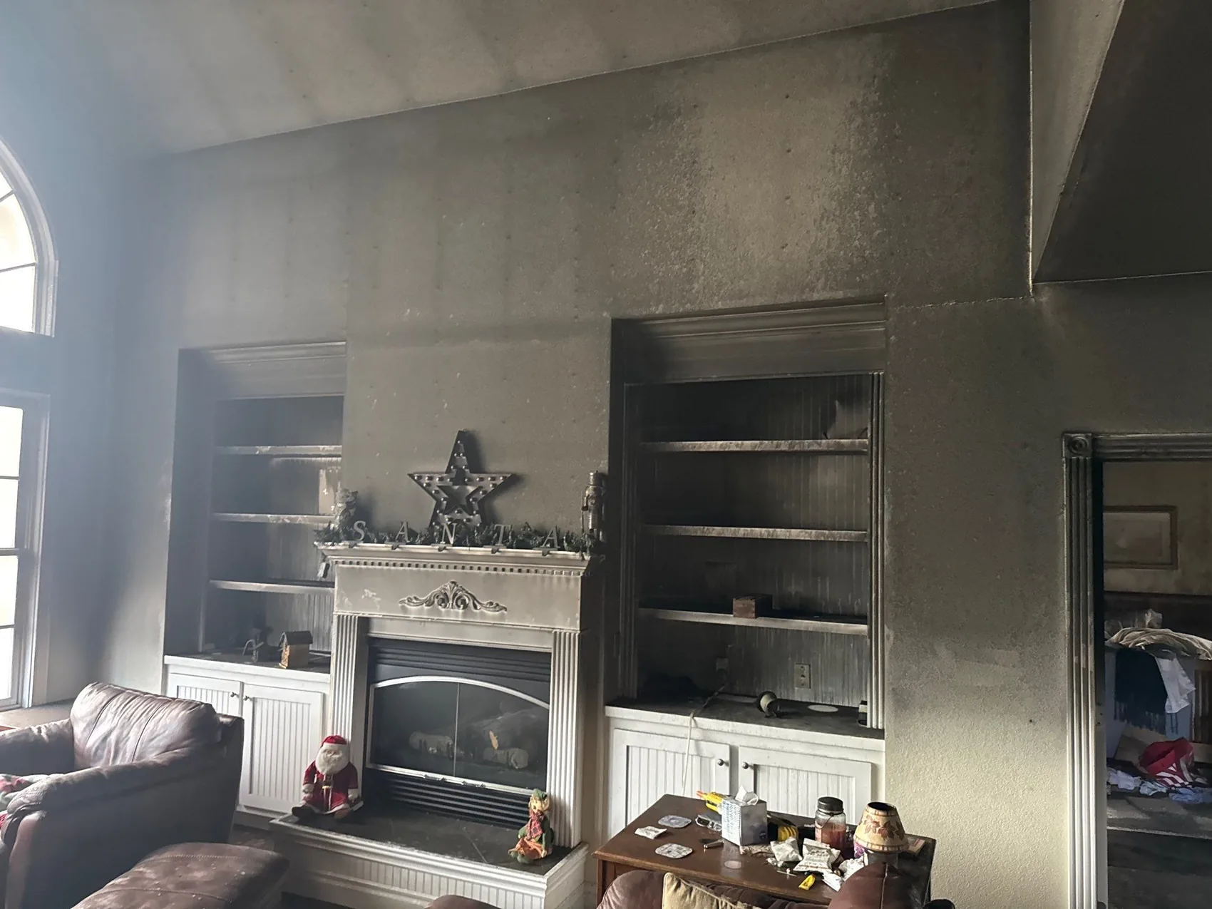 Cleaned and treated structure during fire and smoke odor removal
