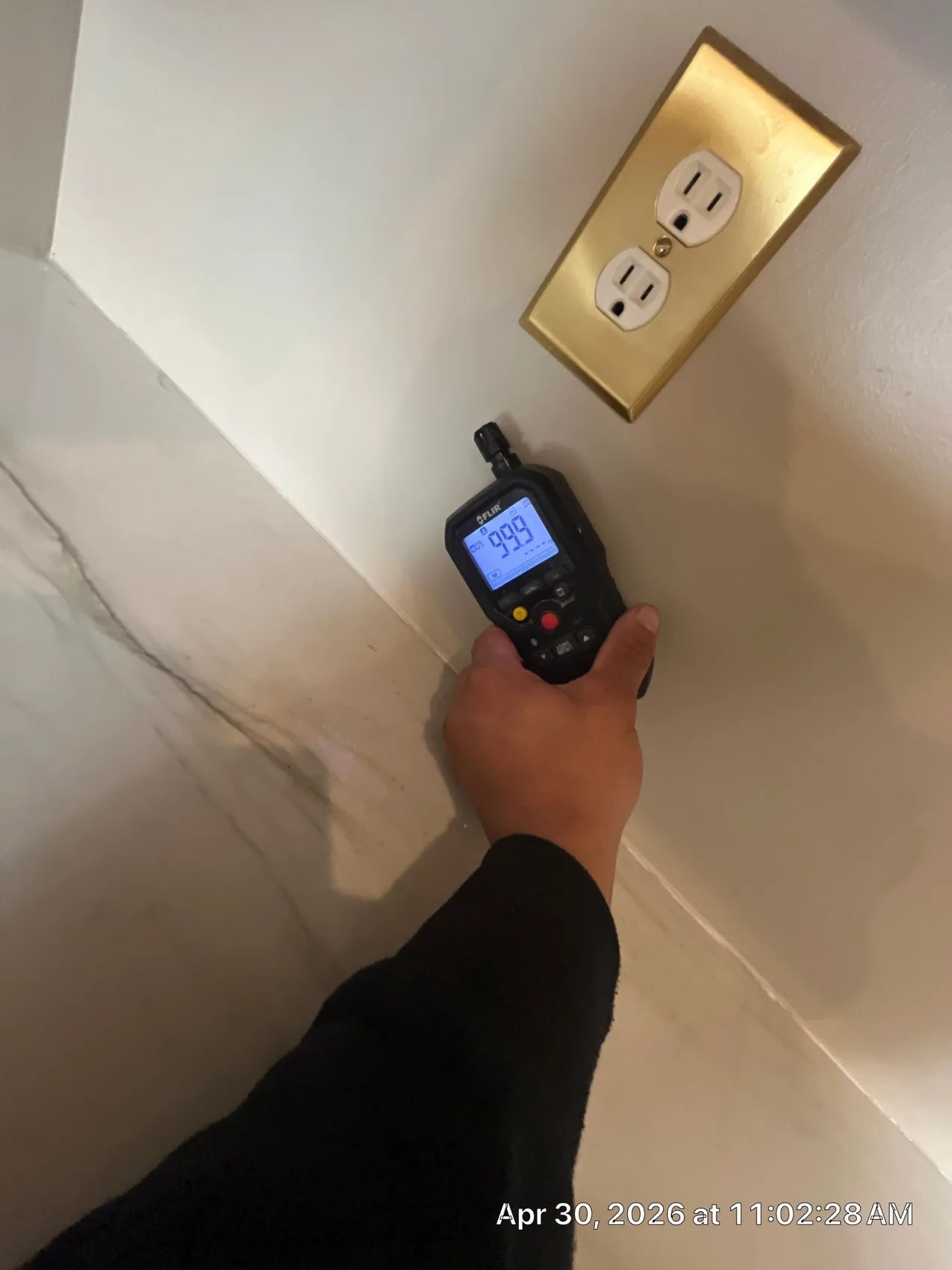 Using a moisture meter to trace how far the water traveled in a wall