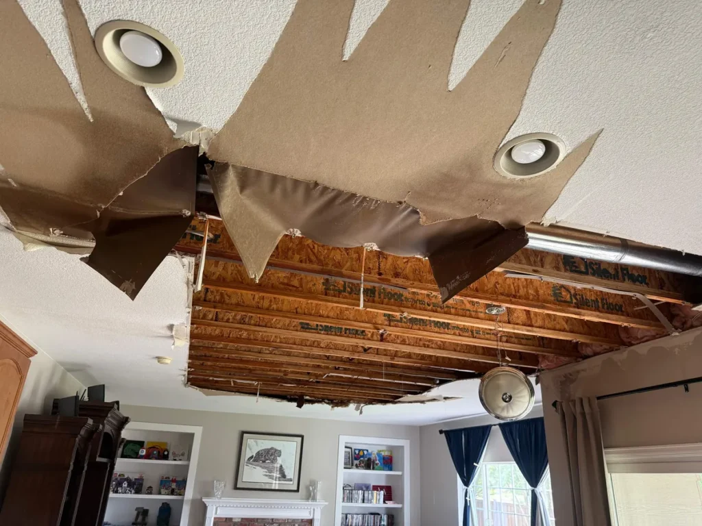 Collapsed ceiling from water damage
